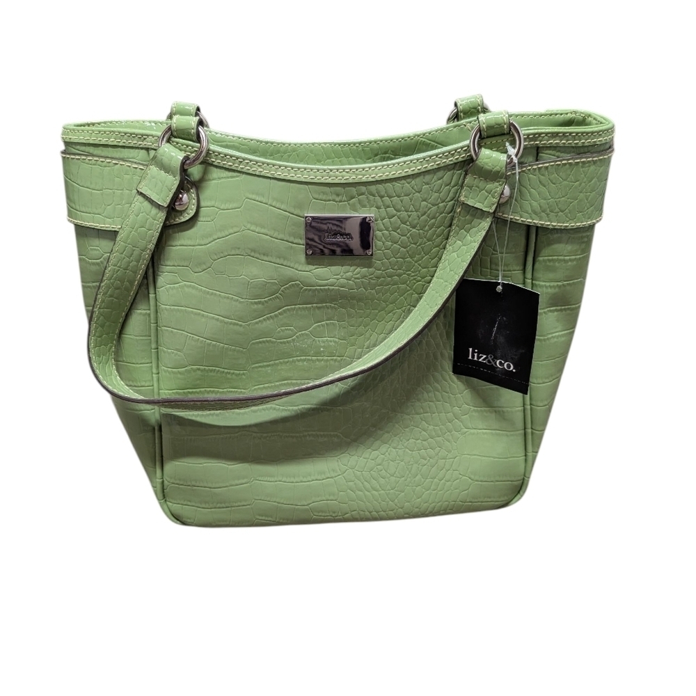 Liz & Co. Green Celery Textured Women's Polyvinyl Bag New with Tags